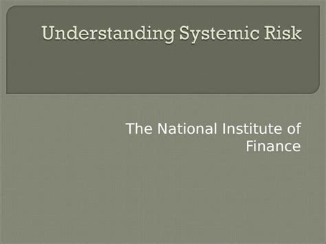 Understanding Systemic Risk in